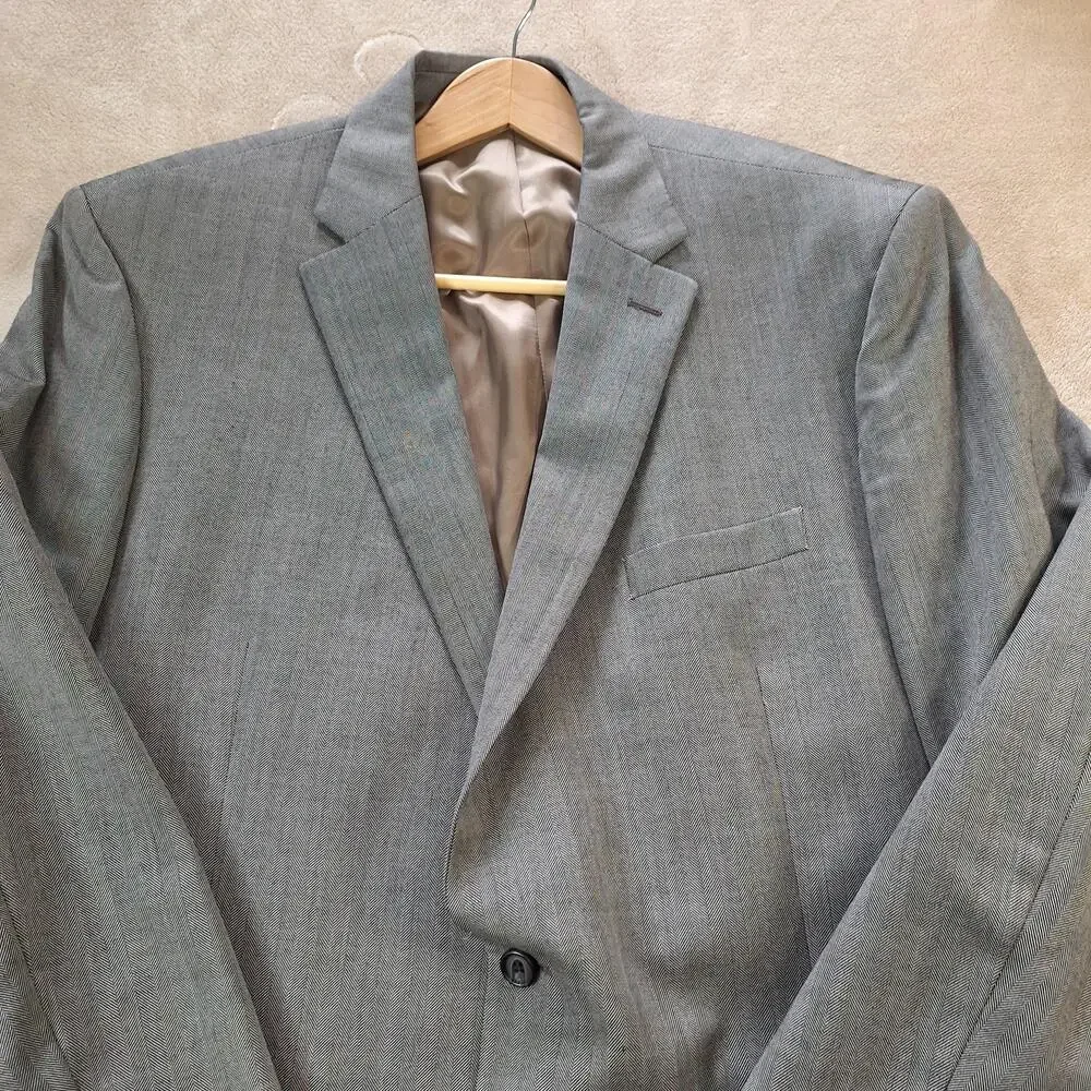 Lauren Ralph Lauren Sport Coat Mens 48 Long Gray Herringbone Single Vent 2 Btn